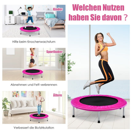 Faltbares rosa Trampolin für Kinder, 97 cm, 150 kg Tragkraft