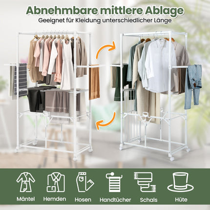 Faltbarer Aluminium-Wäscheständer mit Rollen