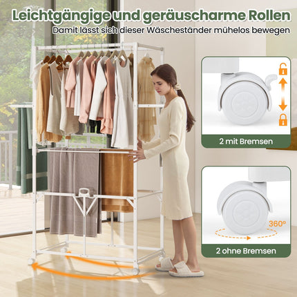 Faltbarer Aluminium-Wäscheständer mit Rollen