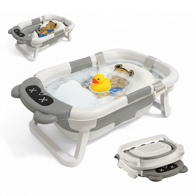 Zusammenklappbare Babybadewanne mit Kissen & Thermostecker