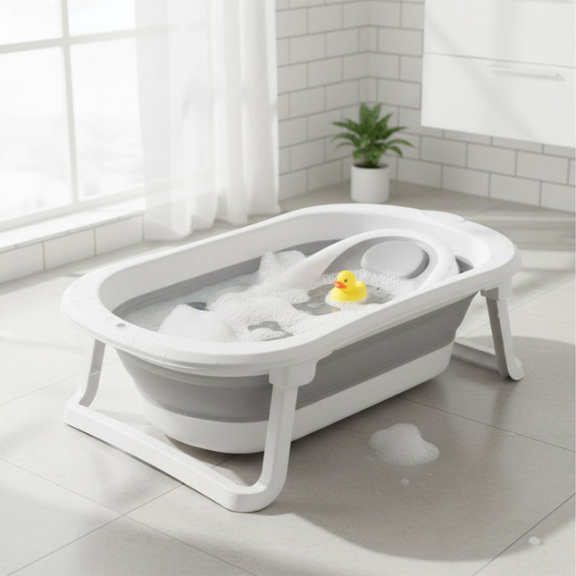 Faltbare Babywanne mit Einsatz, temperatursensitivem Stöpsel