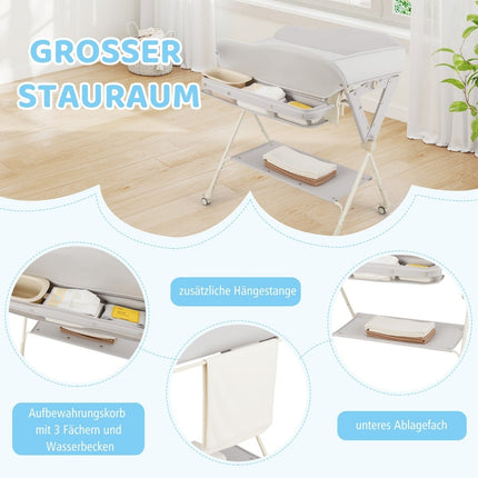 Klappbarer Babywickeltisch mit Stauraum und Waschbecken