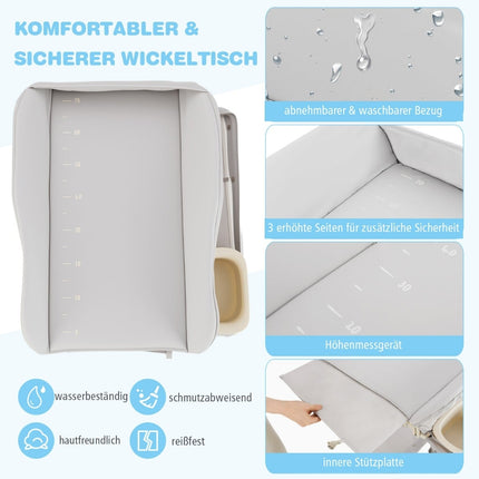Klappbarer Babywickeltisch mit Stauraum und Waschbecken