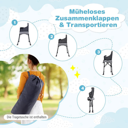 Faltbarer Babyhochstuhl mit verstellbarem Tablett & Tragetasche