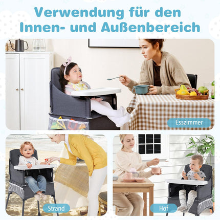 Faltbarer Babyhochstuhl mit verstellbarem Tablett & Tragetasche