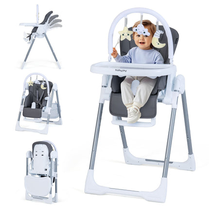 Zusammenklappbarer Babyhochstuhl mit Liegefunktion und verstellbarer Rückenlehne