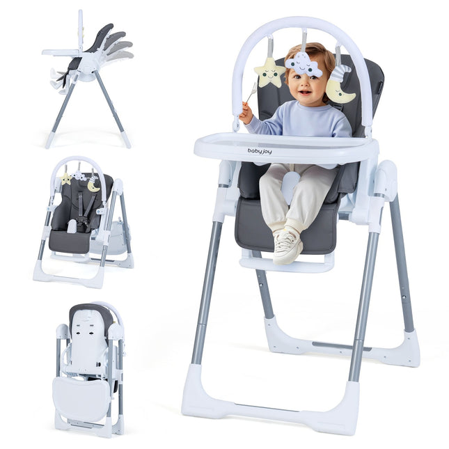 Zusammenklappbarer Babyhochstuhl mit Liegefunktion und verstellbarer Rückenlehne