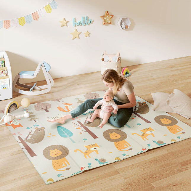 Faltbare Baby-Spielmatte, 196x176 cm, doppelseitig, mehrfarbig