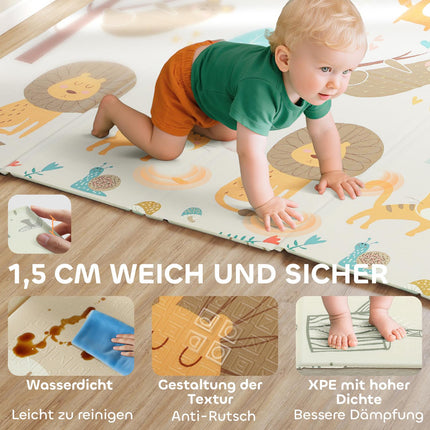 Faltbare Baby-Spielmatte, 196x176 cm, doppelseitig, mehrfarbig