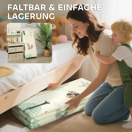 Faltbare Baby-Spielmatte, 196x176 cm, doppelseitig, mehrfarbig