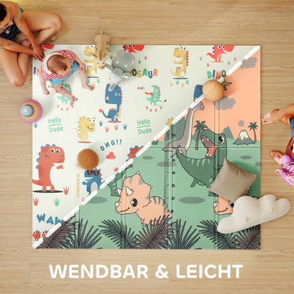 Faltbare Baby-Spielmatte, doppelseitig, 196x176 cm, mehrfarbig