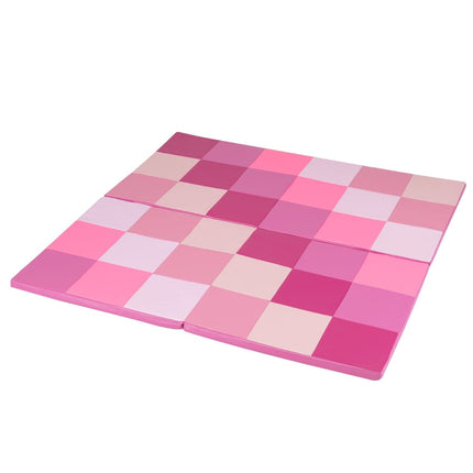 Foldable Baby Play Mat Set, Pink Foam & Faux Leather