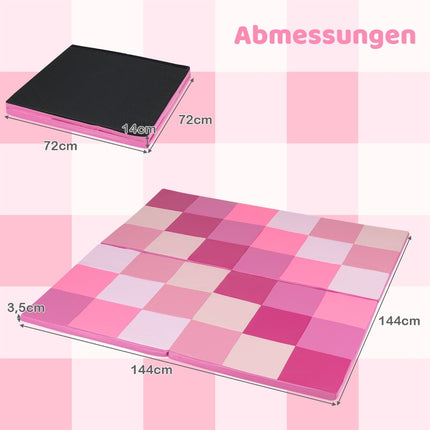 Foldable Baby Play Mat Set, Pink Foam & Faux Leather