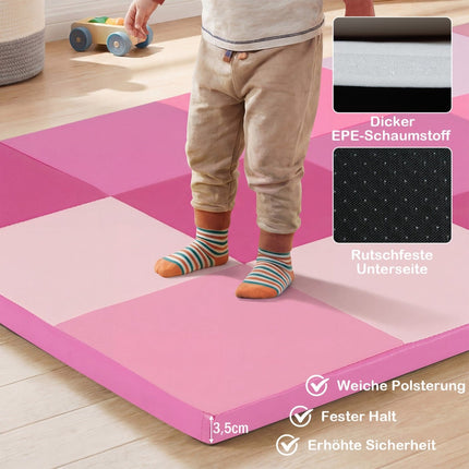 Foldable Baby Play Mat Set, Pink Foam & Faux Leather