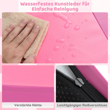 Foldable Baby Play Mat Set, Pink Foam & Faux Leather
