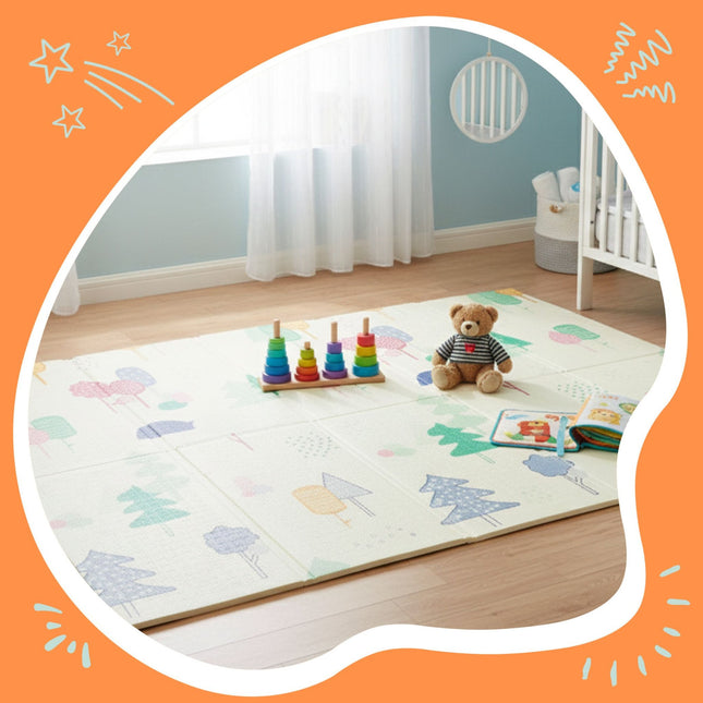Faltbare Baby-Spielmatte – Design Sonne und Monde