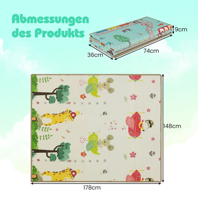 Faltbare Baby-Spielmatte, XPE-Schaumstoff, doppelseitig, 178x148 cm