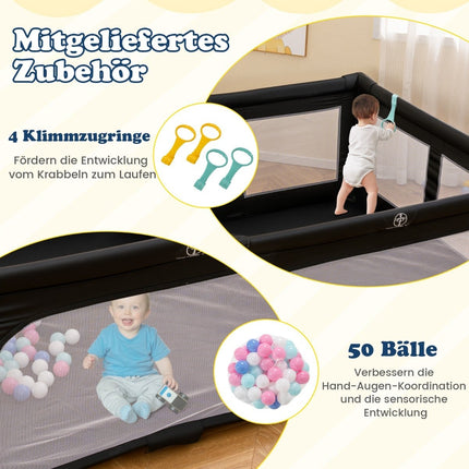 Faltbarer Baby-Laufstall, 150x150 cm mit Bällen & Griffen