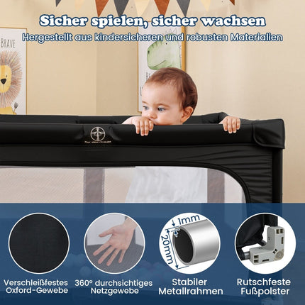 Faltbarer Baby-Laufstall, 150x150 cm mit Bällen & Griffen