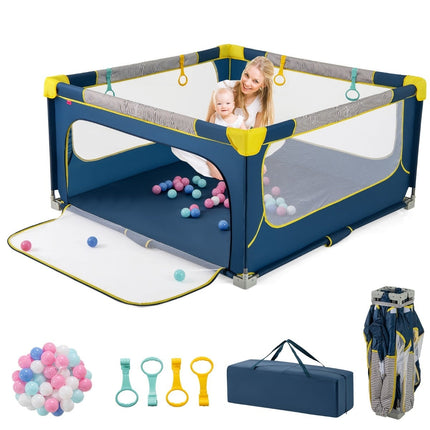Faltbarer Baby-Laufstall mit Bällen & Reißverschlusstür, 150x150 cm