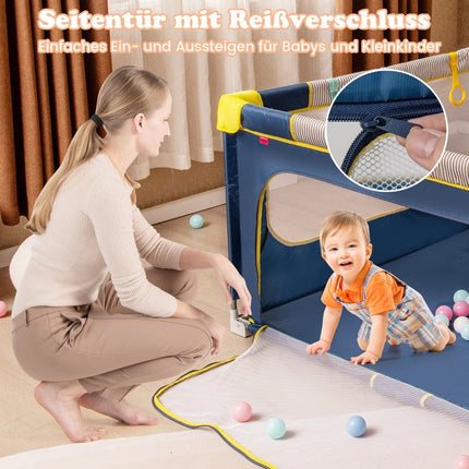Faltbarer Baby-Laufstall mit Bällen & Reißverschlusstür, 150x150 cm