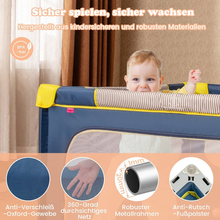 Faltbarer Baby-Laufstall mit Bällen & Reißverschlusstür, 150x150 cm