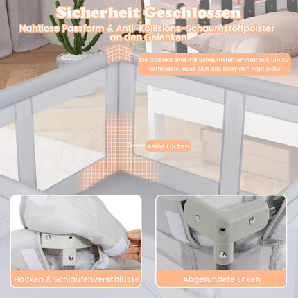 Foldable Baby Playpen with Balls & Zipper Door, Gray