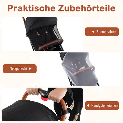 Faltbarer Kinderwagen mit verstellbarer Rückenlehne und Verdeck