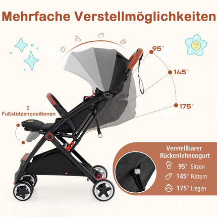 Faltbarer Kinderwagen mit verstellbarer Rückenlehne und Verdeck