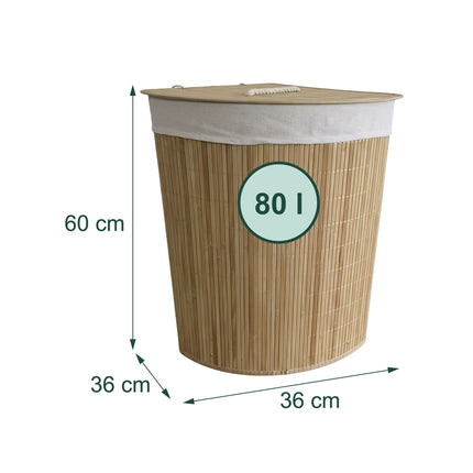 Foldable Bamboo Corner Laundry Bin with Lid