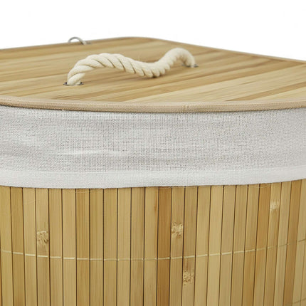 Foldable Bamboo Corner Laundry Bin with Lid