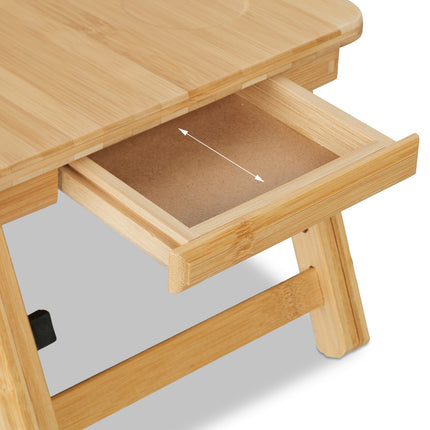 Foldable Bamboo Laptop Stand – Adjustable Bedside Table
