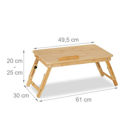Foldable Bamboo Laptop Stand – Adjustable Bedside Table