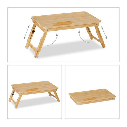 Foldable Bamboo Laptop Stand – Adjustable Bedside Table