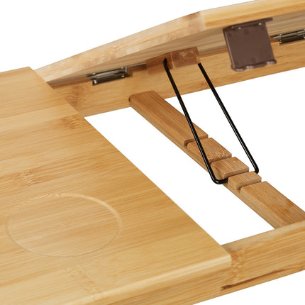 Foldable Bamboo Laptop Stand – Adjustable Bedside Table