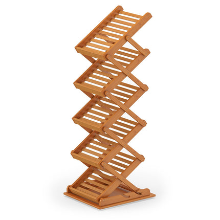 Foldable Bamboo Magazine Rack, Adjustable, Walnut Finish