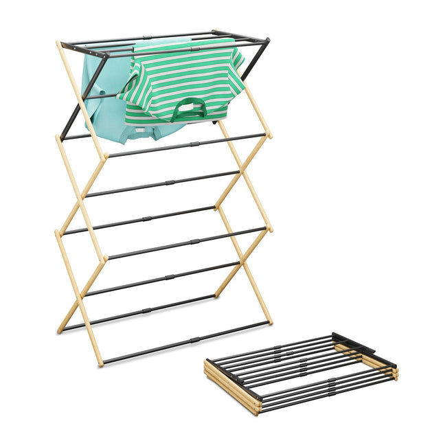 Foldable Bamboo Metal Drying Rack – 6 Tiers, Space-Saving