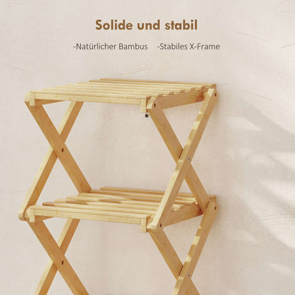 Foldable Bamboo Shoe Rack, 6-Tier, Holds 9 Pairs, 30x29x108 cm