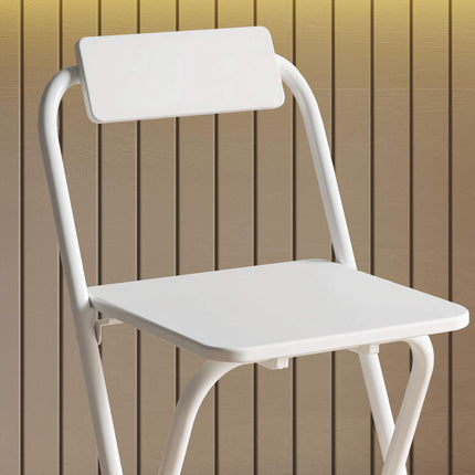 Foldable Bar Stools Set of 2 with Steel Frame, White