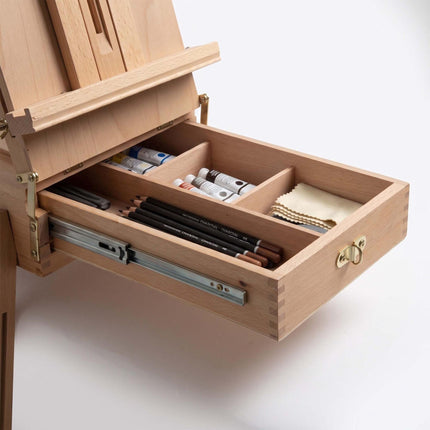 Foldable Beech Wood Easel with Drawer and Palette