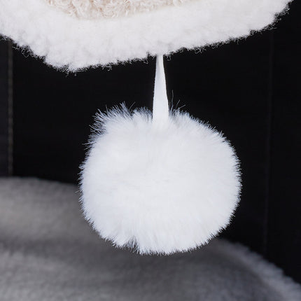Foldable Beige Cat Cave with Cushion and Toy