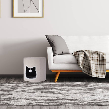 Foldable Beige Cat Cave with Cushion and Toy