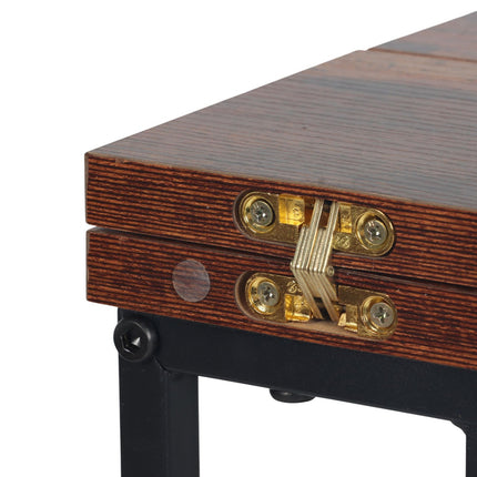 Foldable C-Shaped Side Table, Wood-Effect, Black Frame