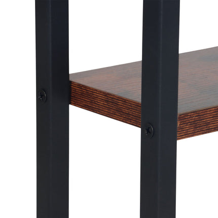 Foldable C-Shaped Side Table, Wood-Effect, Black Frame