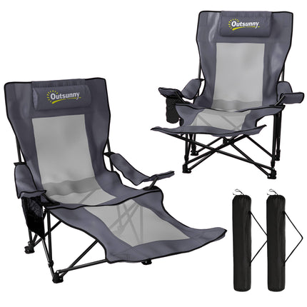 Foldable Camping Chair Set with Adjustable Backrest & Footrest