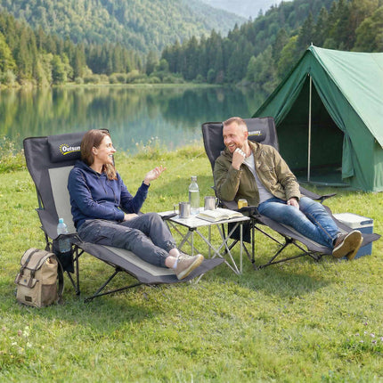 Foldable Camping Chair Set with Adjustable Backrest & Footrest
