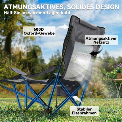 Foldable Camping Chair Set with Adjustable Backrest & Footrest