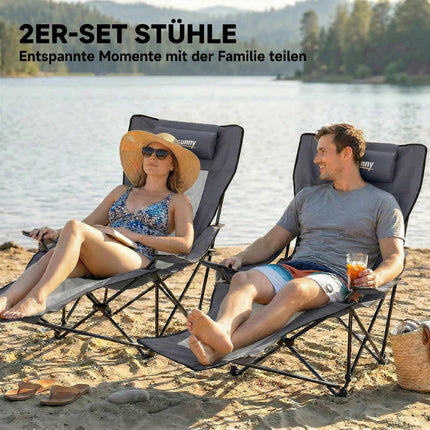 Foldable Camping Chair Set with Adjustable Backrest & Footrest
