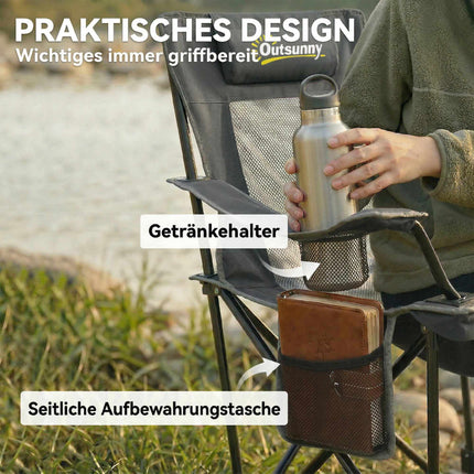Foldable Camping Chair Set with Adjustable Backrest & Footrest