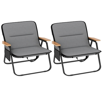 Foldable Camping Chairs Set with Cushion & Side Pocket